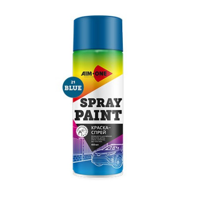 Краска-спрей голубая AIM-ONE 450 мл (аэрозоль).Spray paint sky blue 450ML SP-SB15 Краска-спрей голубая AIM-ONE 450 мл (аэрозоль).Spray paint sky blue 450ML SP-SB15