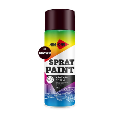 Краска-спрей коричневая AIM-ONE 450 мл (аэрозоль).Spray paint brown 450ML SP-BW29 Краска-спрей коричневая AIM-ONE 450 мл (аэрозоль).Spray paint brown 450ML SP-BW29