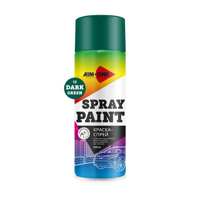 Краска-спрей темно-зеленая AIM-ONE 450 мл (аэрозоль).Spray paint green 450ML SP-DGR13 Краска-спрей темно-зеленая AIM-ONE 450 мл (аэрозоль).Spray paint green 450ML SP-DGR13