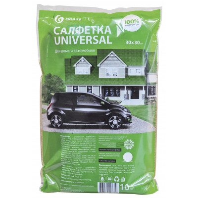 GRASS Салфетка из 100% микрофибры универсальная 30*30см 10шт IT-0305 GRASS Салфетка из 100% микрофибры универсальная 30*30см 10шт IT-0305